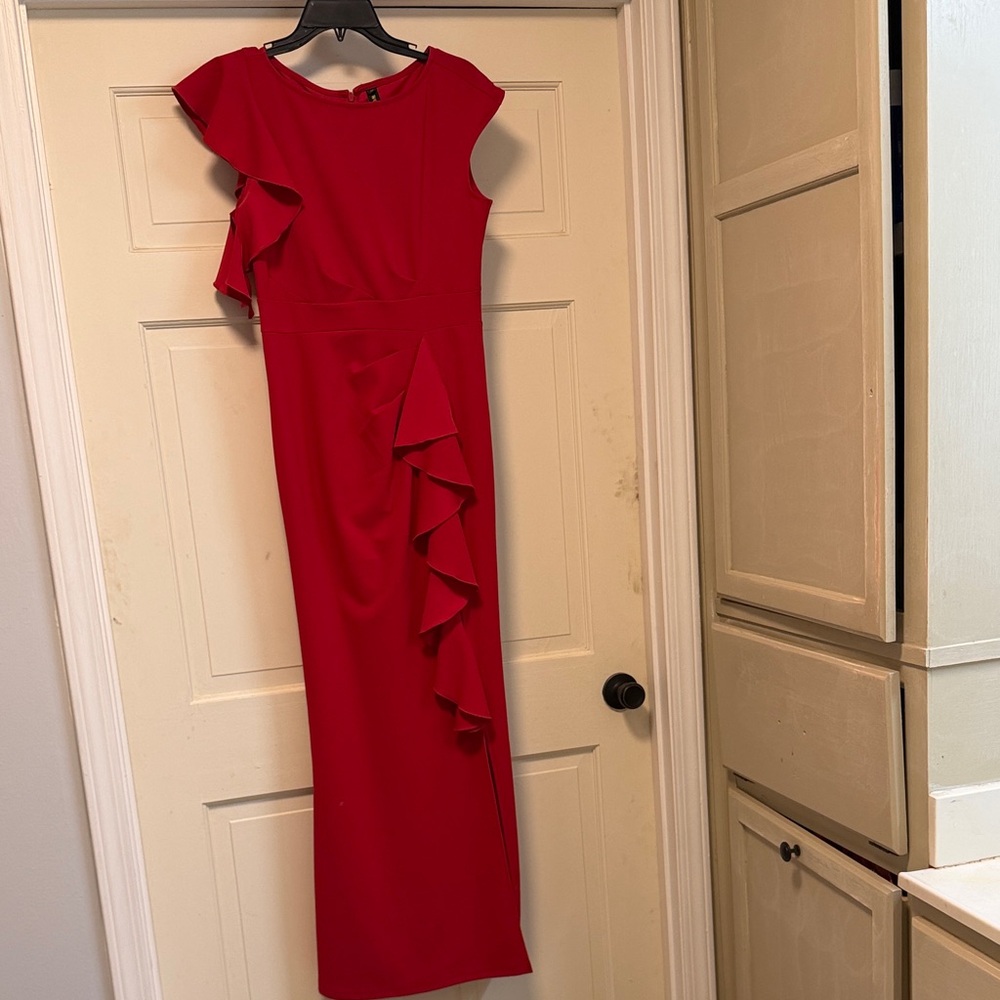 Elegant Red Ruffle Dress